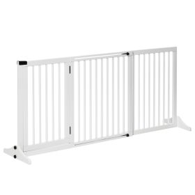 PawHut Freestanding Pet Gate Adjustable Wooden Dog Barrier 3 Panel Safety Fence w Lockable Door White 44.5-65.25x14.25x28 PawHut Freestanding Pet Gate Adjustable Wooden Dog Barrier 3 Panel Safety Fence w Lockable Door White 44.5-65.25x14.25x28